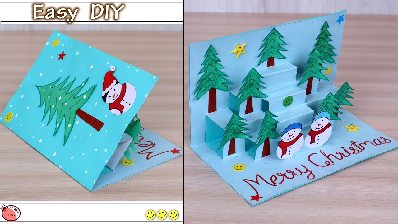 Very Easy ! DIY 3D Christmas Pop Up Card - How to make Christmas tree Card at Home | Craft