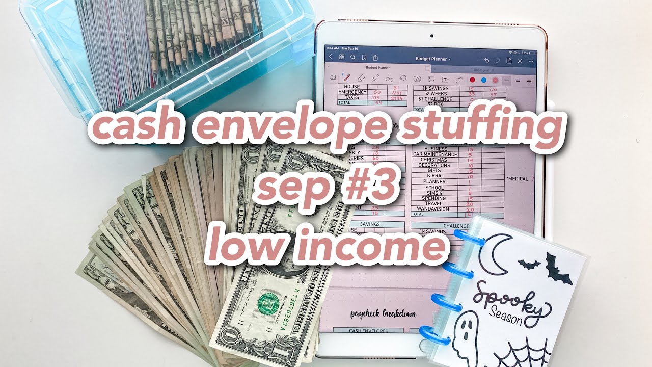 cash envelope & sinking funds stuffing September #3 | 20 year old budget | (low/ variable income)
