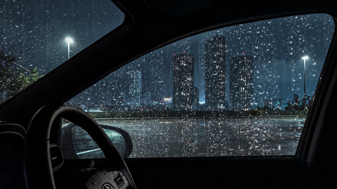 Heavy Rain from a Stationary Car Window - Sounds for Deep Sleep, Anxiety Relief, Focus, Calming