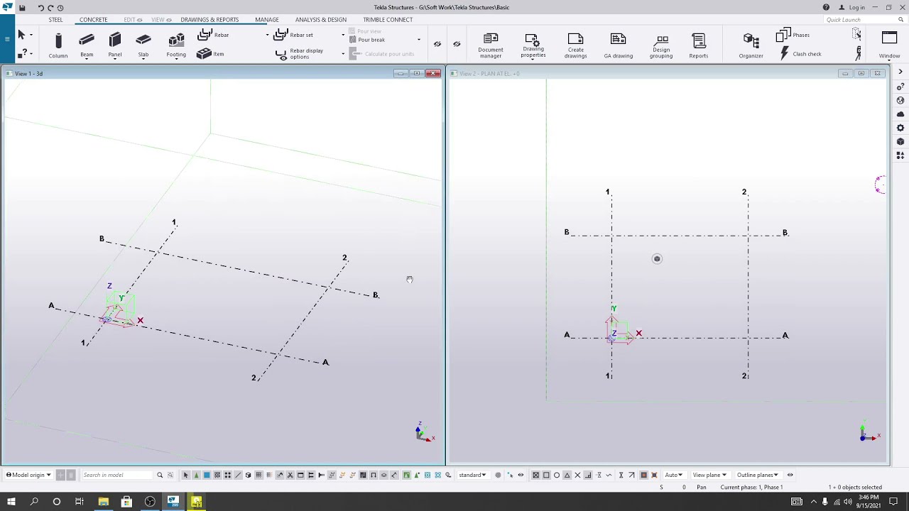 3. Уроки по Tekla Structures | Создание точки обзора для 3D-вида, плана в Tekla Structures 2021