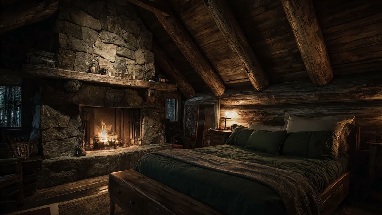 Soft Rain Sounds at a Quiet Cabin 🌧 (No Ads) | Calm Dark Bedroom Atmosphere for Deep Sleep