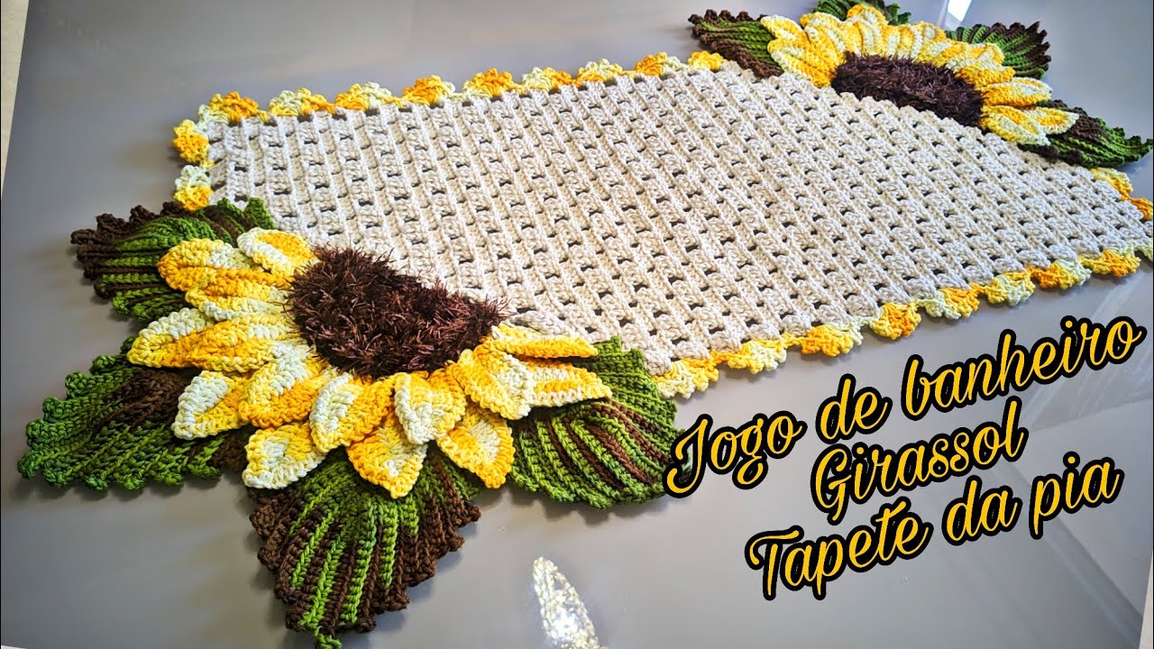 🌻 Jogo de banheiro girassol - tapete da pia 2