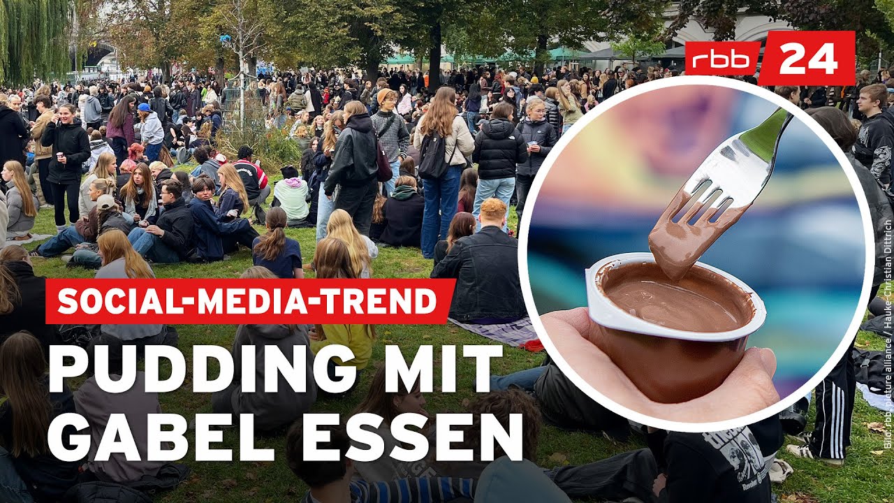 Hunderte essen Pudding mit Gabel in Berliner Park wegen Tiktok-Trend