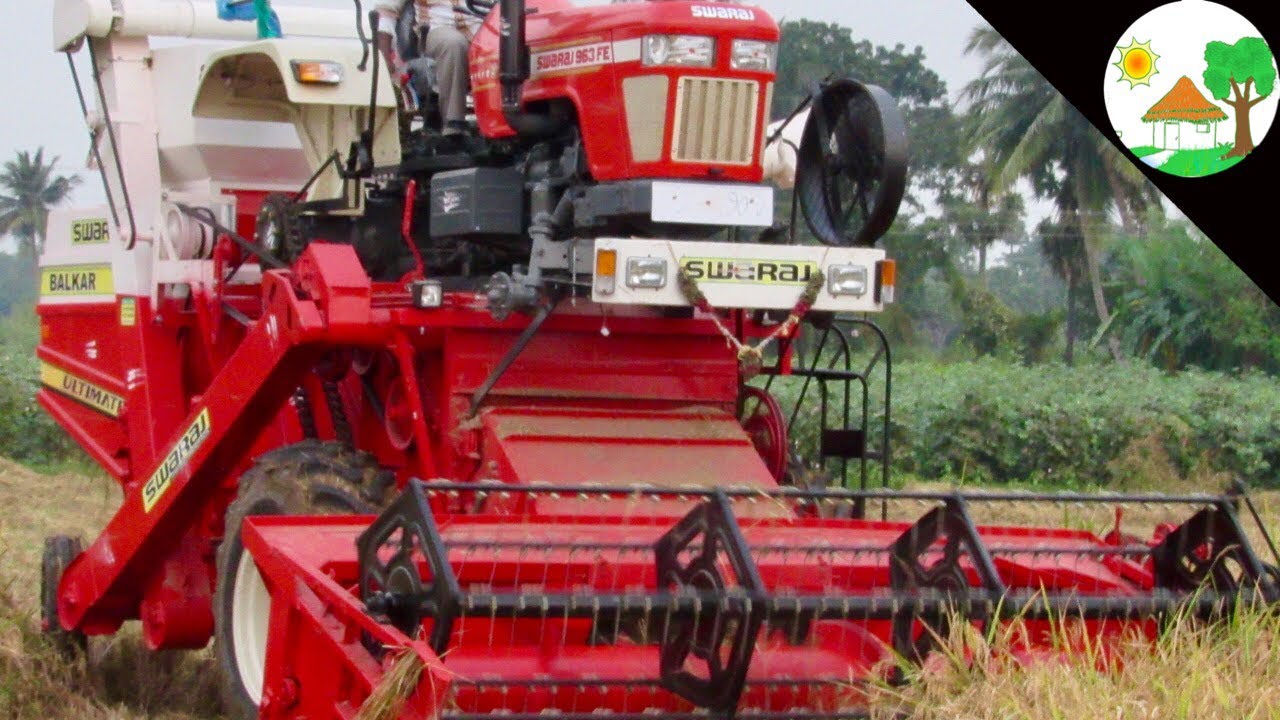 India's first time launch SWARAJ 963 FE tractor HARVESTER my village / India’s no1 tractor harvester