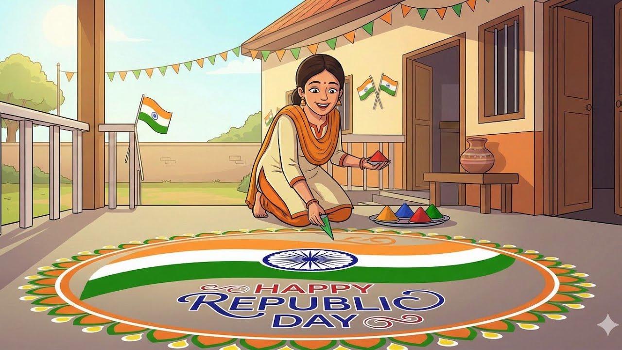 Happy Republic day 2026#indian #india #republicday #rangoli #art #artist 