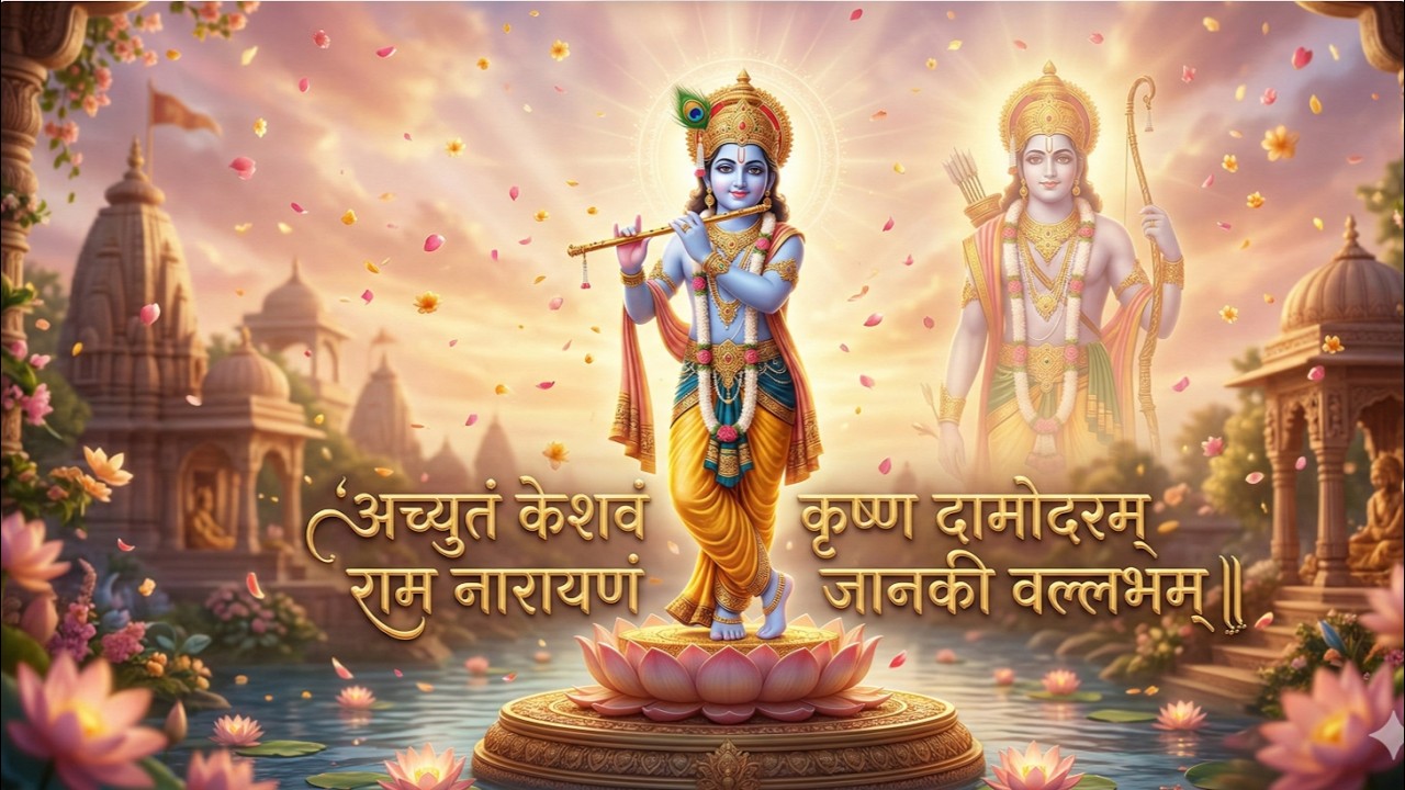 Achyutam Keshavam Krishna Damodaram | अच्युतम् केशवम् पूर्ण भजन Divine Vishnu & Krishna Bhakti