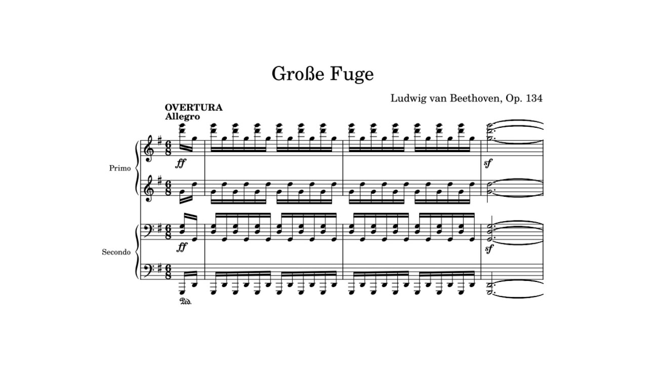 Beethoven: Große Fuge for Piano 4 hands, Op. 134 (with Score)