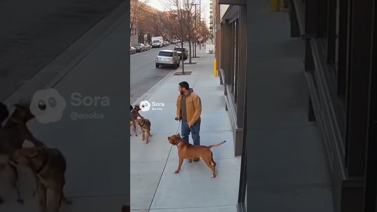 STRAY DOG ATTACK! 🤬 Pitbull INSTANTLY Drives Pack Away On Street! 💨