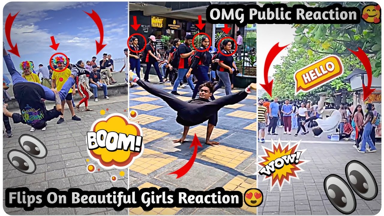 New flip reaction video🔥 public reaction || tiktok stunt in public || Beautiful Girls Reaction 🥰