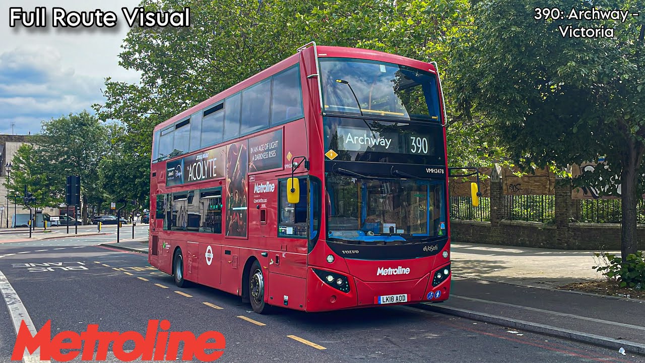 Full Route Visual | London Bus Route 390: Archway Station - Victoria (VMH2478 - LK18AOD)