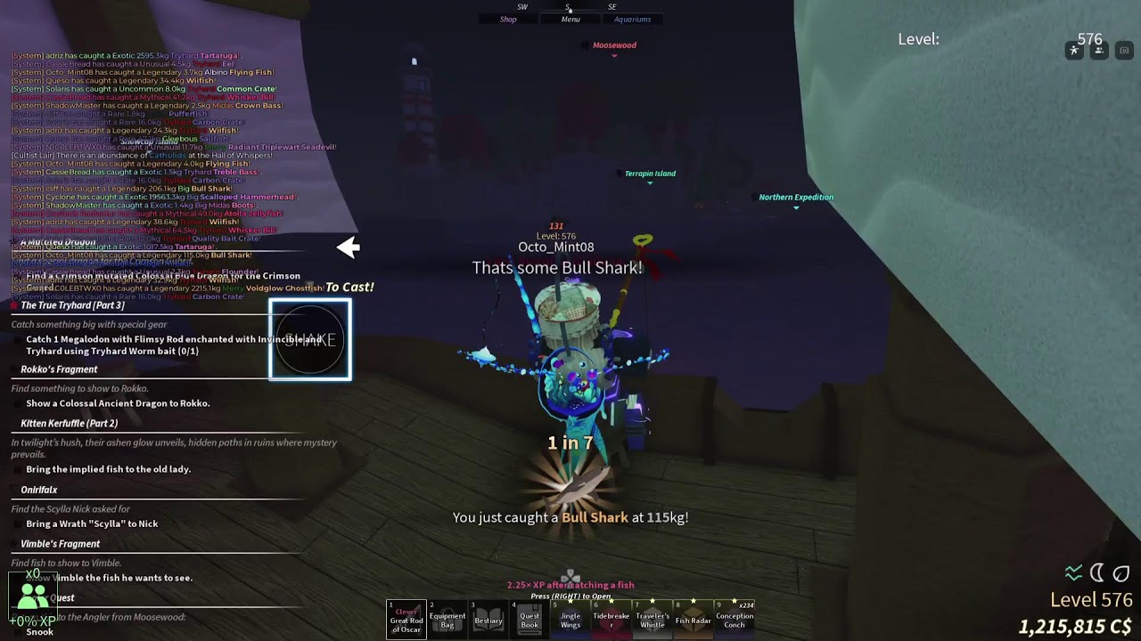 Fisch: day 12 Grinding for A rare rods part 5 Megalodon tryhard rod quest 3