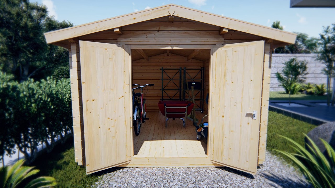 Gro&szlig;es Ger&auml;tehaus aus Holz Eva A 12m&sup2;