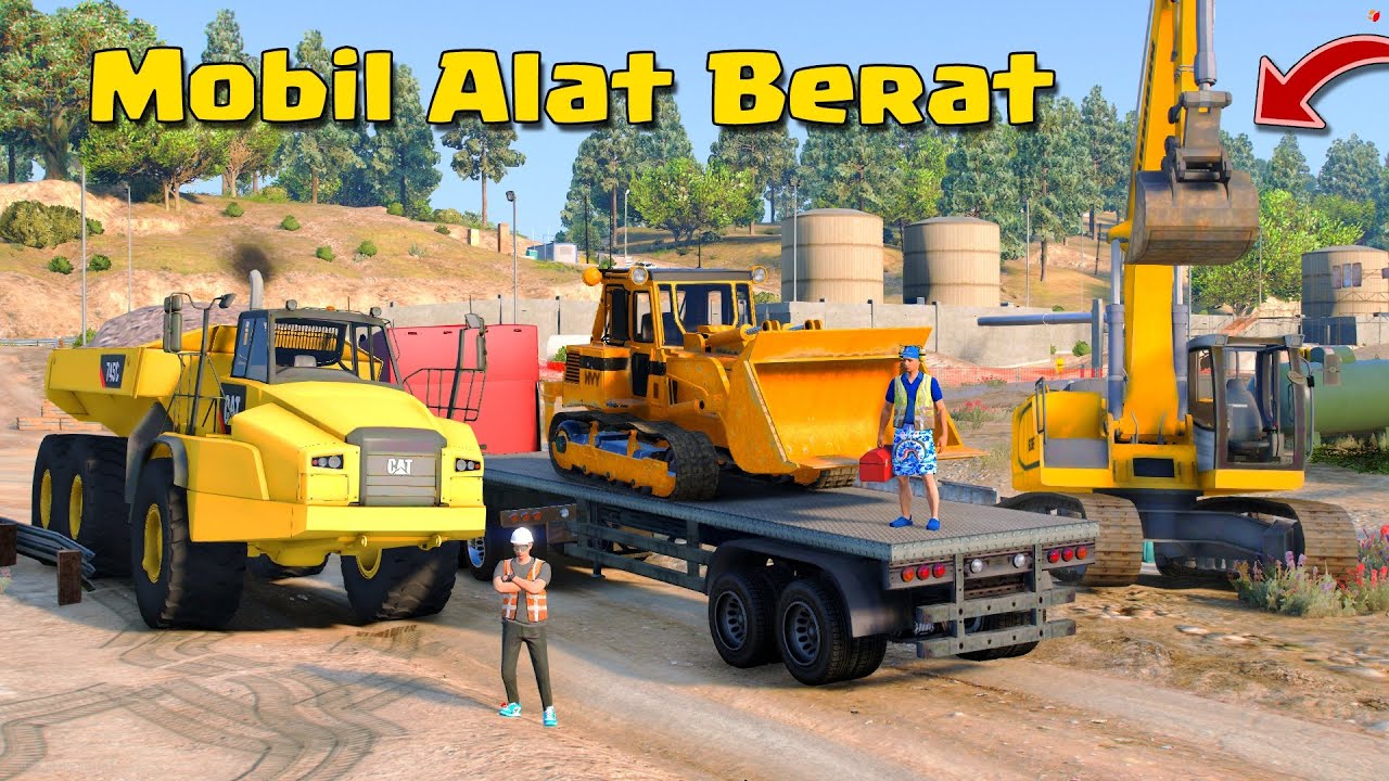 BAWA TRUK MUATAN MOBIL ALAT BERAT BULDOZER DI GTA 5