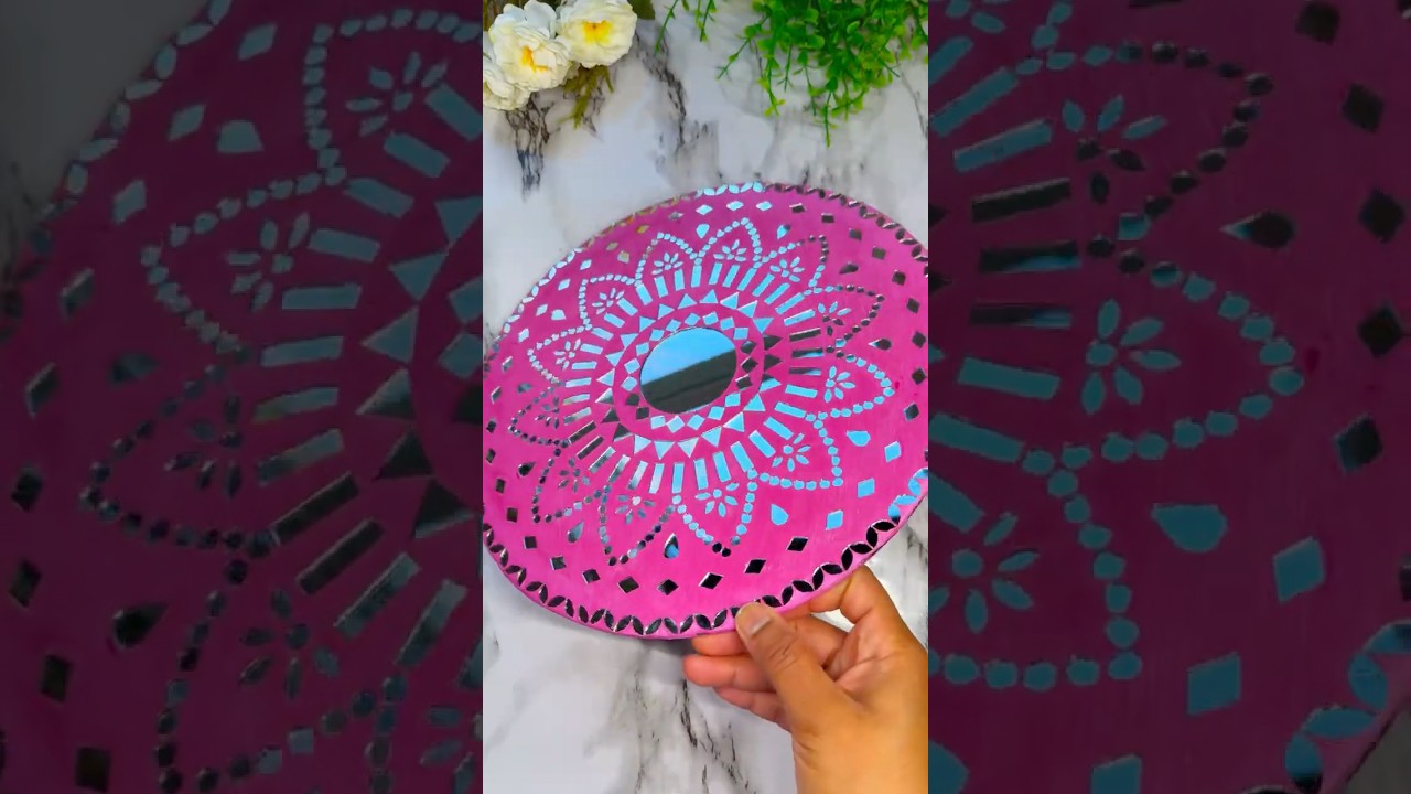 Mirror Mosaic Art 😍| Wall Decor Ideas | Creative art #shorts #art #craftideas