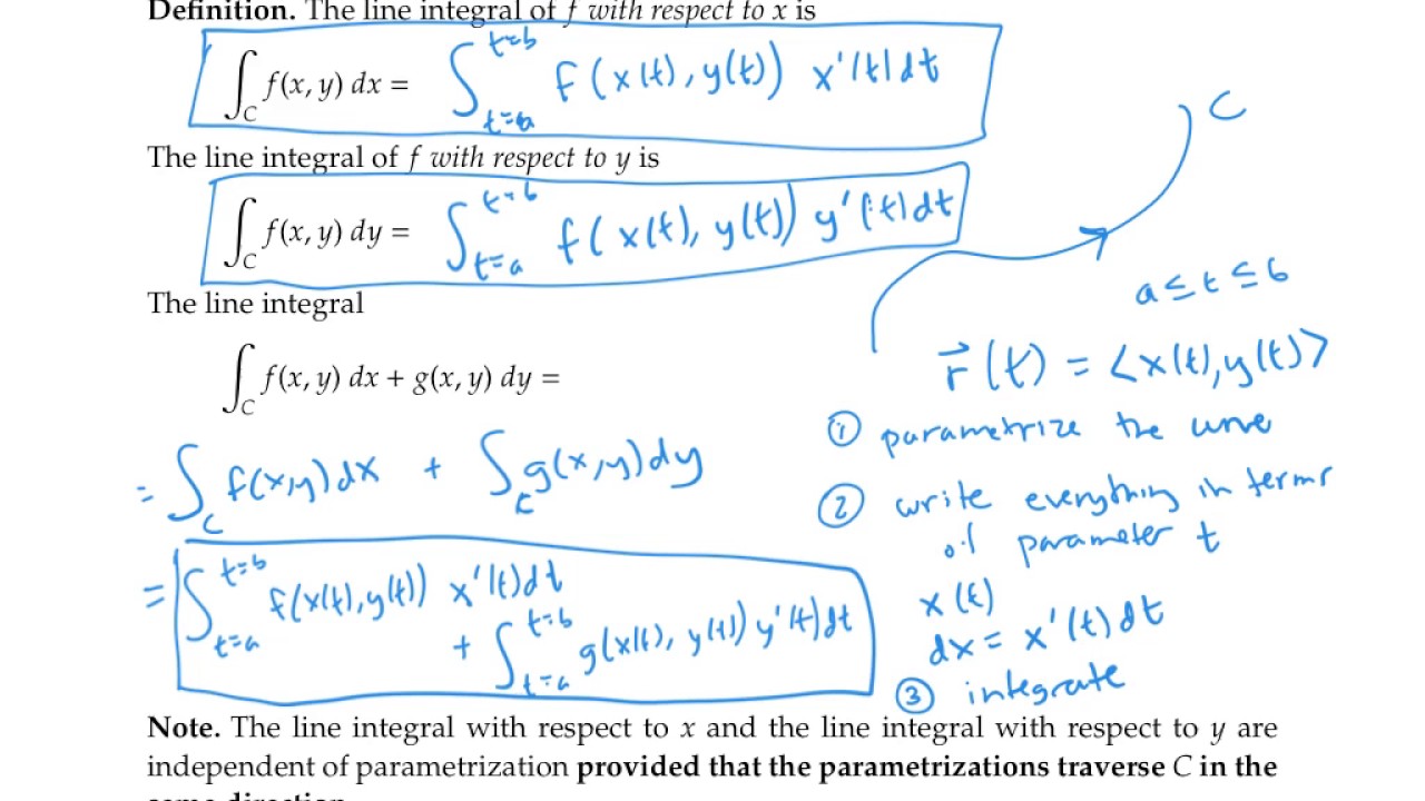 Линейные интегралы по x и y