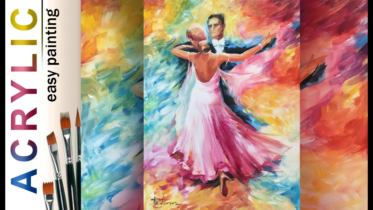 Waltz. Romantic dance couple. 🎨ACRYLIC How to paint. DEMO