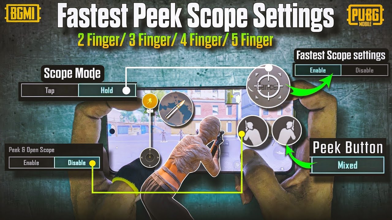 PEEK & FIRE BUTTON STUCK PROBLEM Fix ✅ | Peek & Scope Mode Perfect Setting in Bgmi/Pubg 🔥 4 finger 