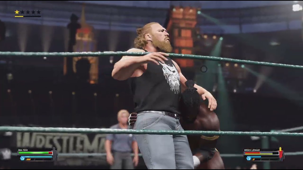 WWE 2K25  Oba Femi.. versus Brock Lesnar.