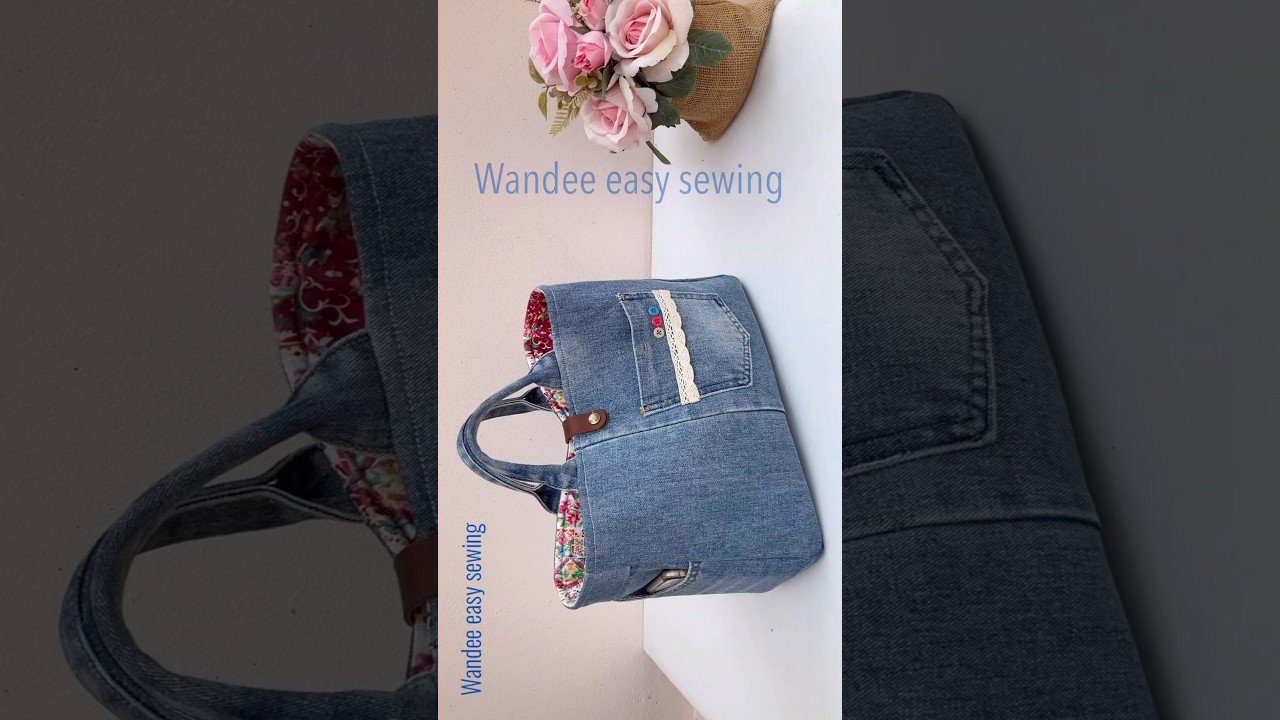 How to sew denim hand bag from old jeans #wandeeeasysewing #denimhandbag #totebagdiy
