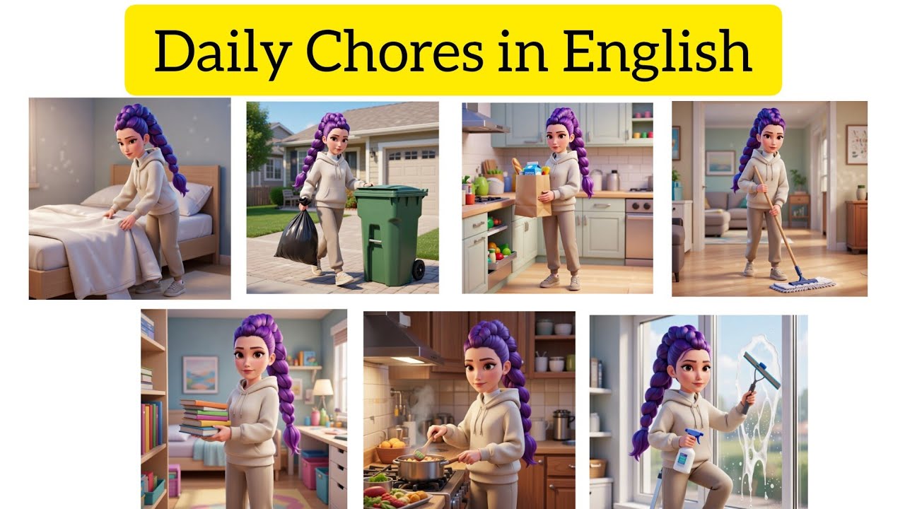 Daily Chores in English | Simple Present Tense Practice for Beginners