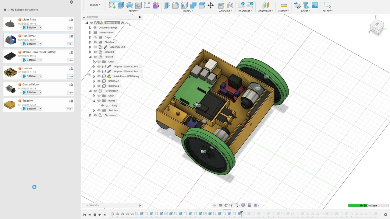 Hermes rover Fusion 360 Timelapse