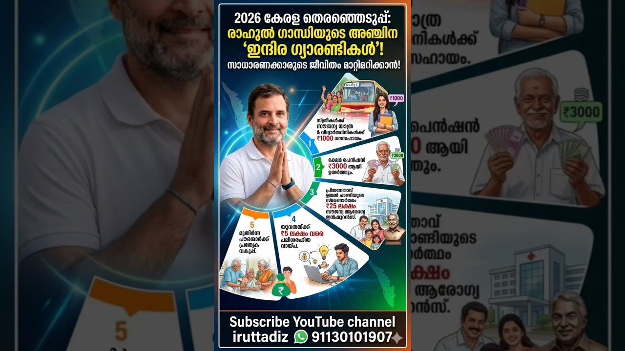 കേരളത്തെ ഞെട്ടിച്ച് രാഹുൽ ഗാന്ധിയുടെ 5 'ഇന്ദിര ഗ്യാരണ്ടികൾ #RahulGandhi #IndiraGuarantees #UDFKerala