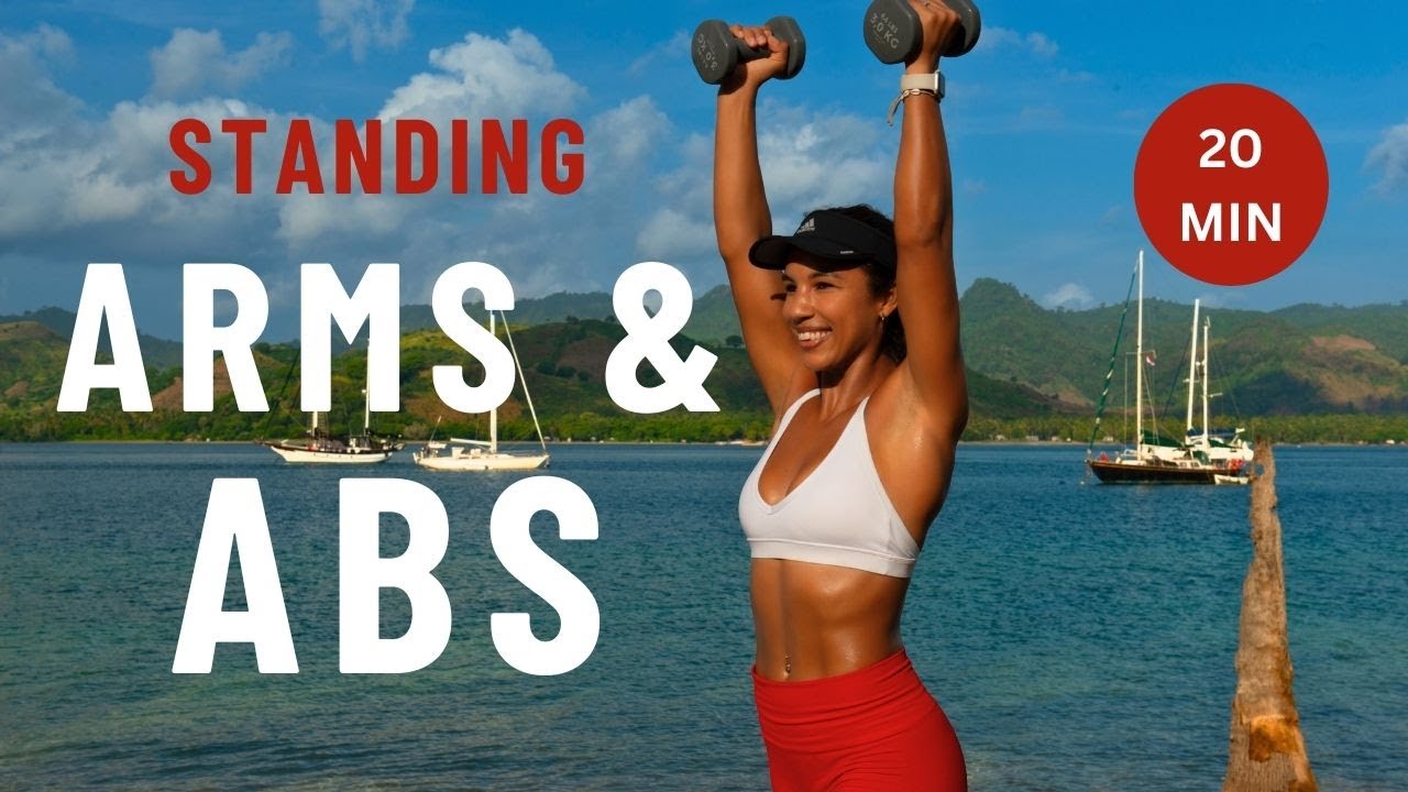 20 min Standing Arms and Abs Workout | With Dumbbells | No Crunches or Planks | No Repeats