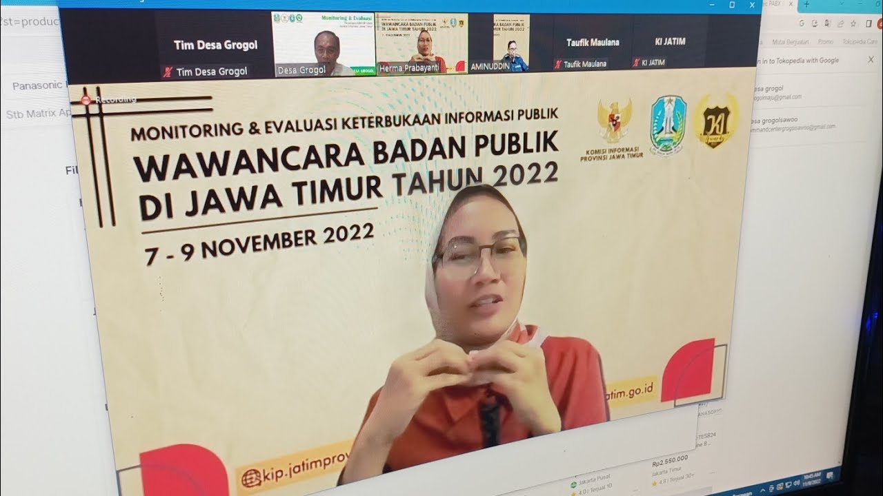 PRESENTASI KADES GROGOL DALAM PPID AWORD KI JATIM INFORMATIF