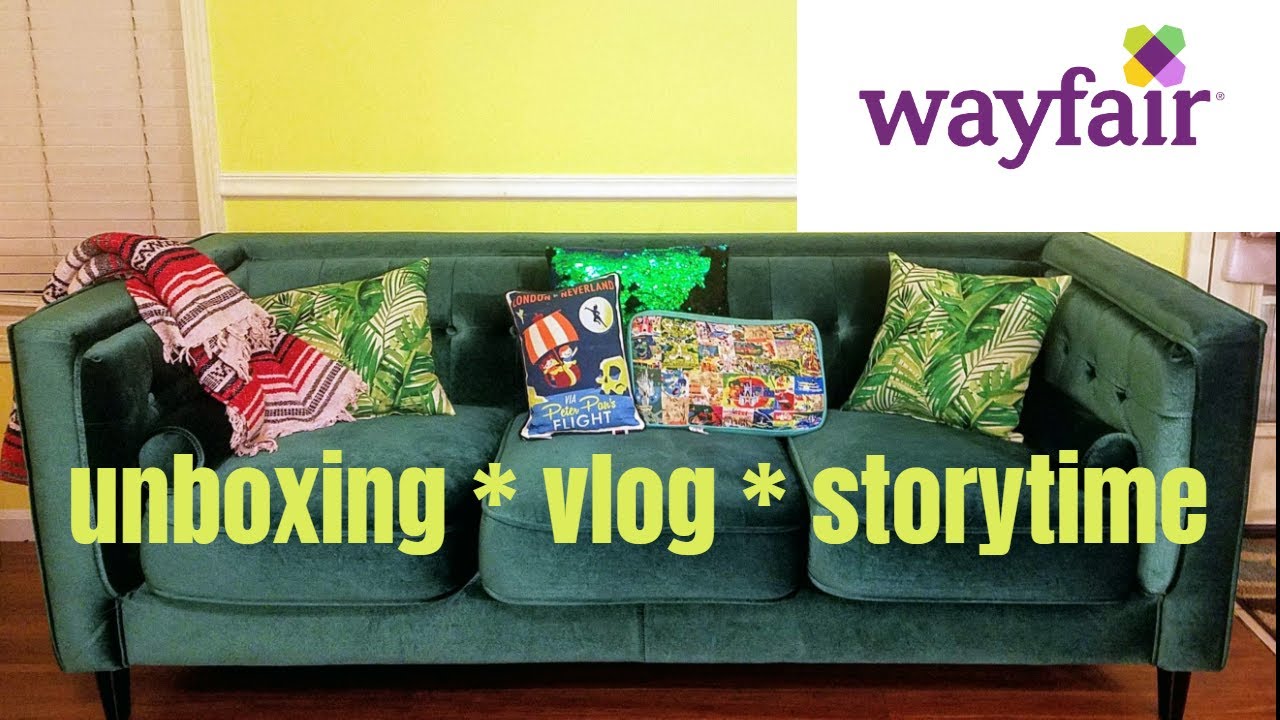 Unboxing EMERALD GREEN VELVET COUCH from WAYFAIR