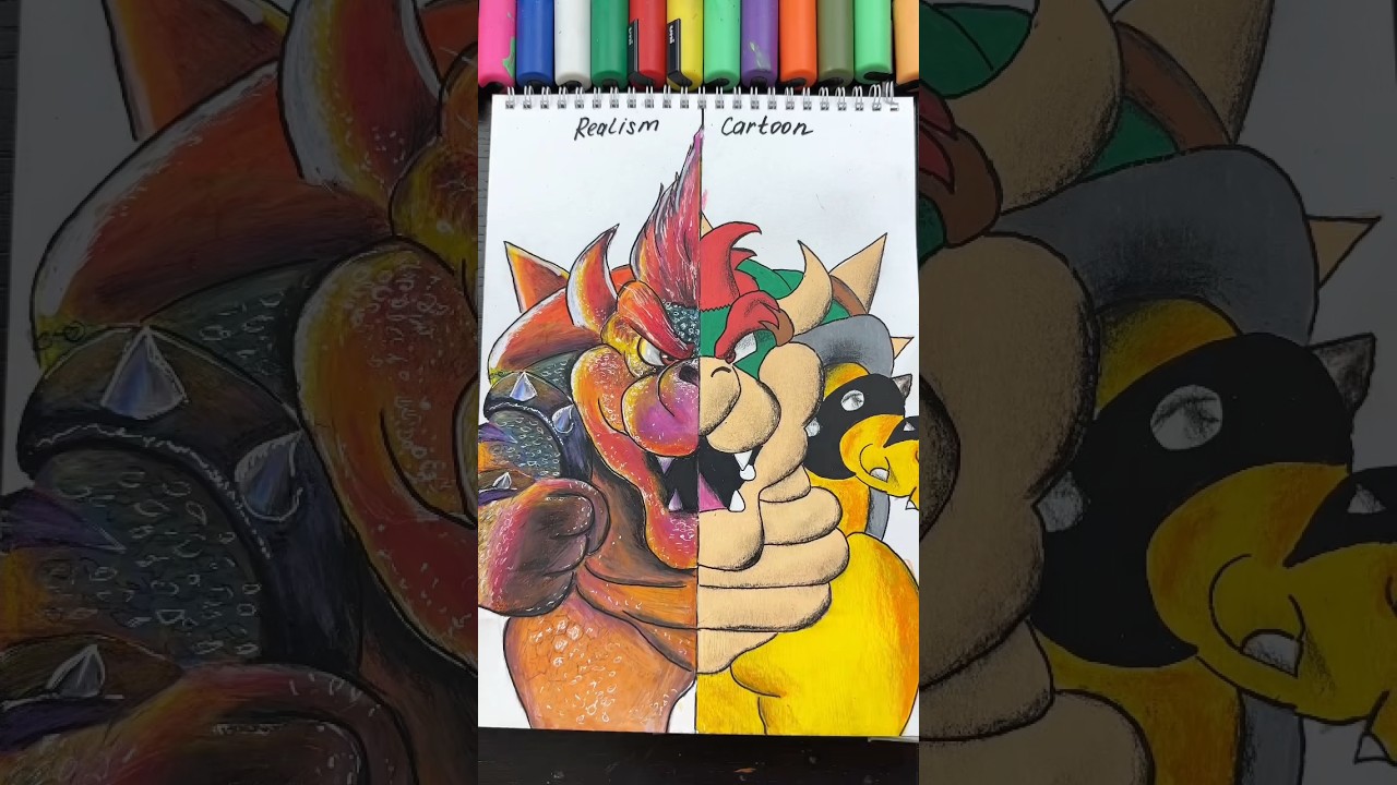 Drawing Bowser 🐉 from Mario | Realism | PART 2 | Kamila Art #drawing #bowser #shorts