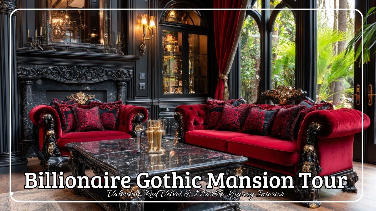 Billionaire Gothic Mansion Tour 💎 Valentino Red Velvet & Marble Luxury Interior