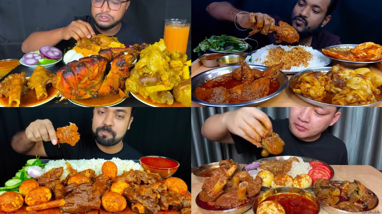 SPICY MUTTON CURRY, SPICY CHICKEN CURRY & SPICY WHOLE CHICKEN CURRY WITH EGG RICE SALAD MUKBANG