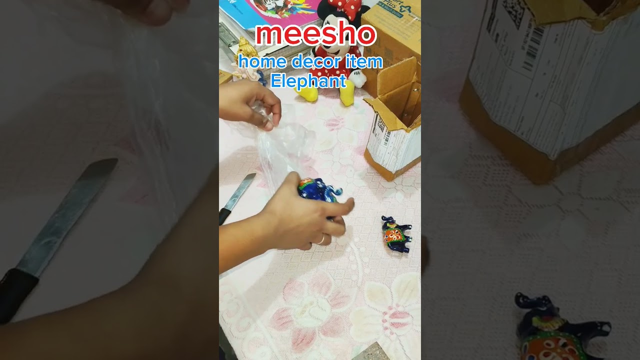 meesho home decor item 😱under Rs100 ll #toys # Elephant home decor #unboxing # cute mini elephant