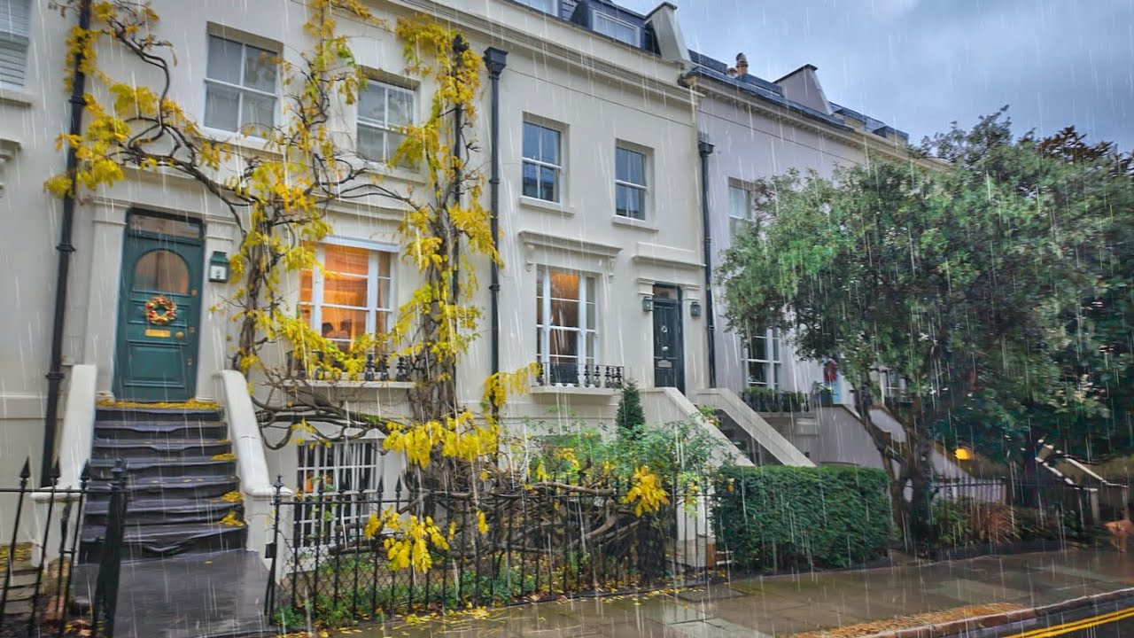 A London Rain Walk in Posh Kensington ☔️ Ambient 4K HDR London Walk ASMR