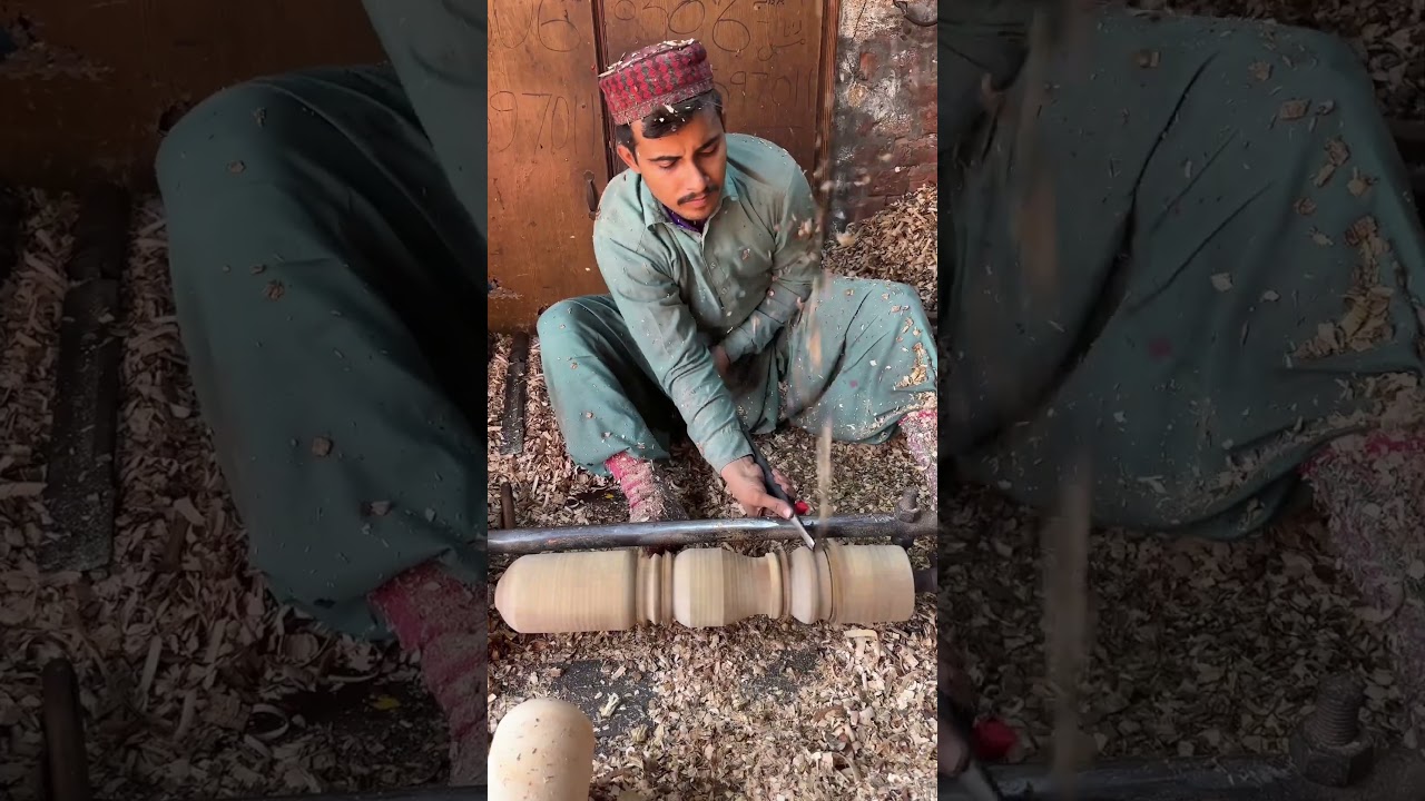 Amazing Artistry: Crafting a Wooden Cot Leg by Hand #shorts
