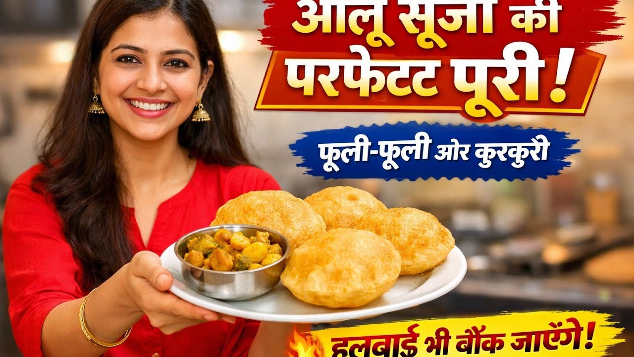 आलू सूजी की परफेक्ट पूरी – हलवाई भी चौंक जाएगा aloo suji ki crispy Puri recipe #indianfood #cooking 