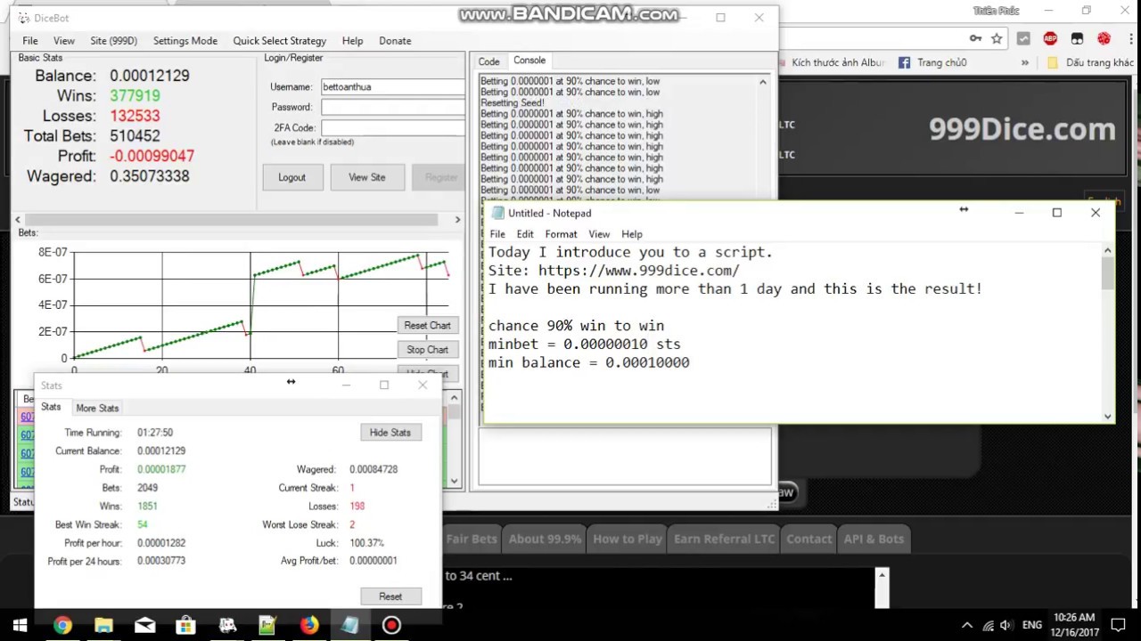 Script to Win C90 again 11%   Win 100% 999dice