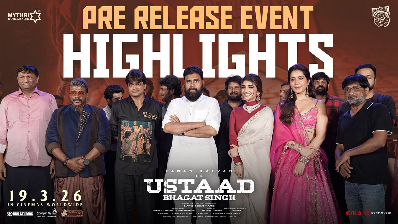 Ustaad Bhagat Singh Pre Release Event Highlights | Pawan Kalyan | Harish Shankar, Sreeleela, Raashii