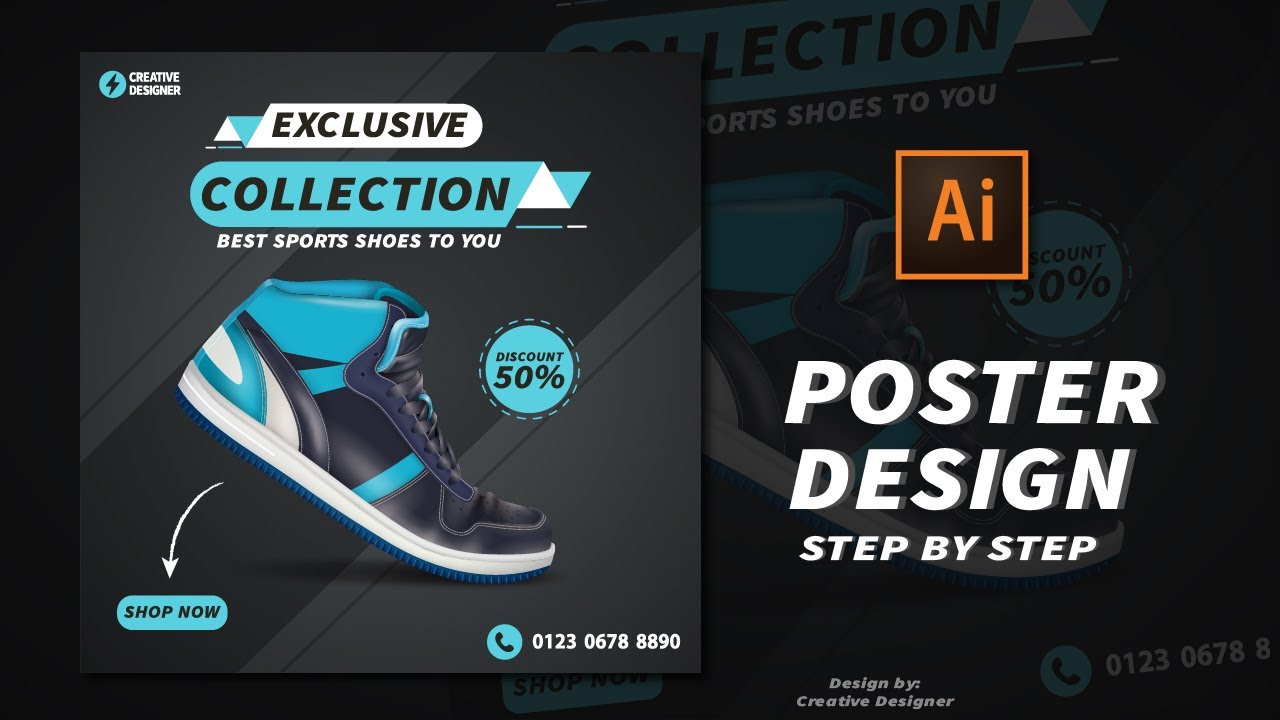 how to create a shoe poster design using Abode illustrator cc
