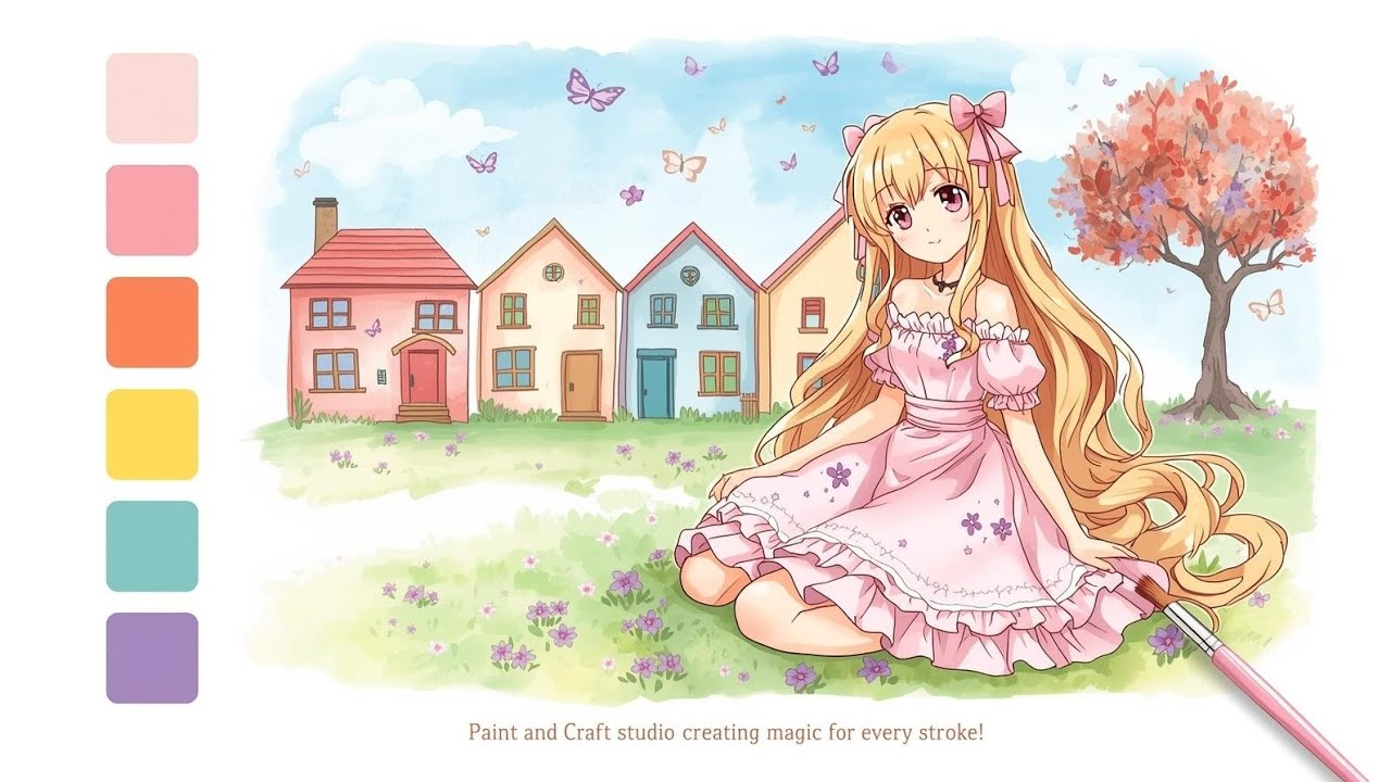 Cute Pastel Girl Drawing ✨ | Easy Colouring | Paint & Craft Studio 