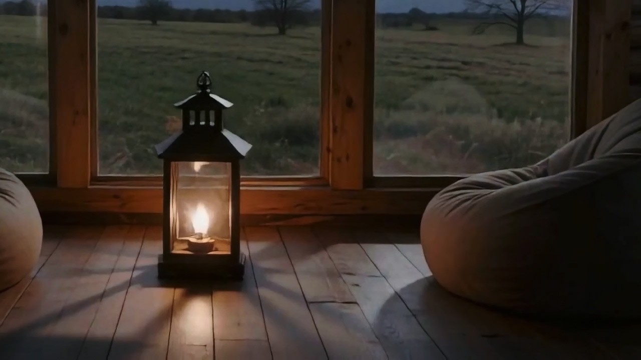 Background Ambience with Soft Wind | Quiet Early Nighttime Wooden Cabin | 3 Hours