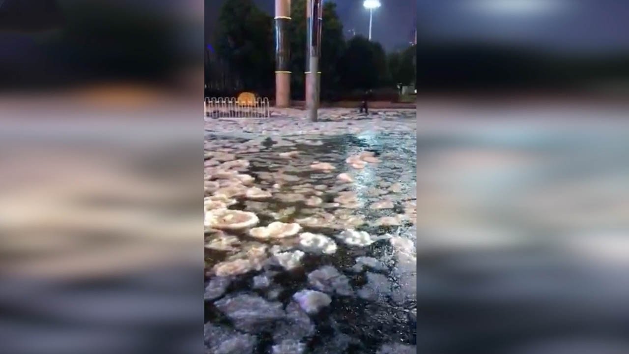 Surprise hailstorm hits city in southwest China