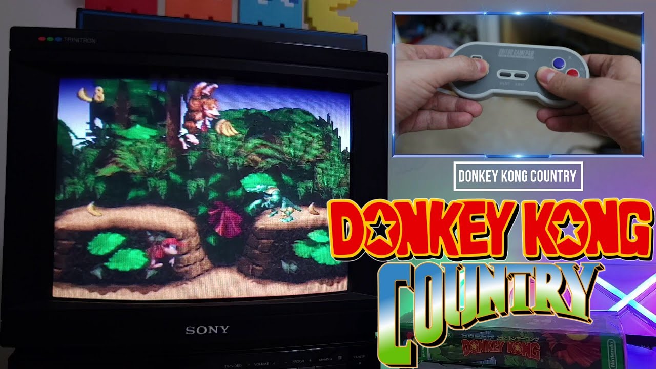 Donkey Kong Country Gameplay on an original SNES with a Trinitron CRT TV