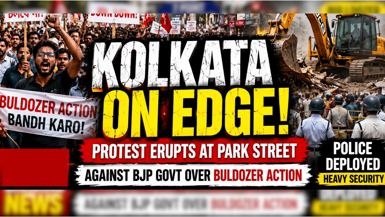 Bengal News: Protest against BJP Govt at 7-point Park Street Kolkata |Police |bulldozer action