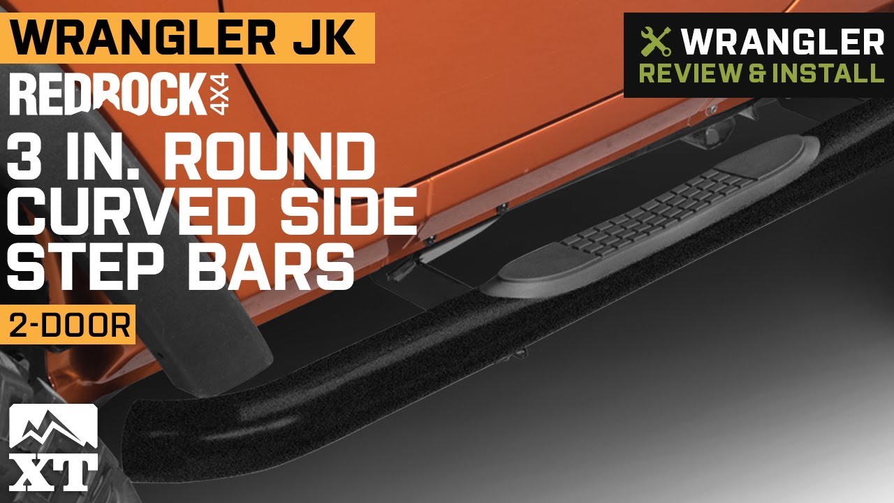 Jeep Wrangler JK 2-Door RedRock4x4 3" Round Side Step Bars - Textured Black Review & Install