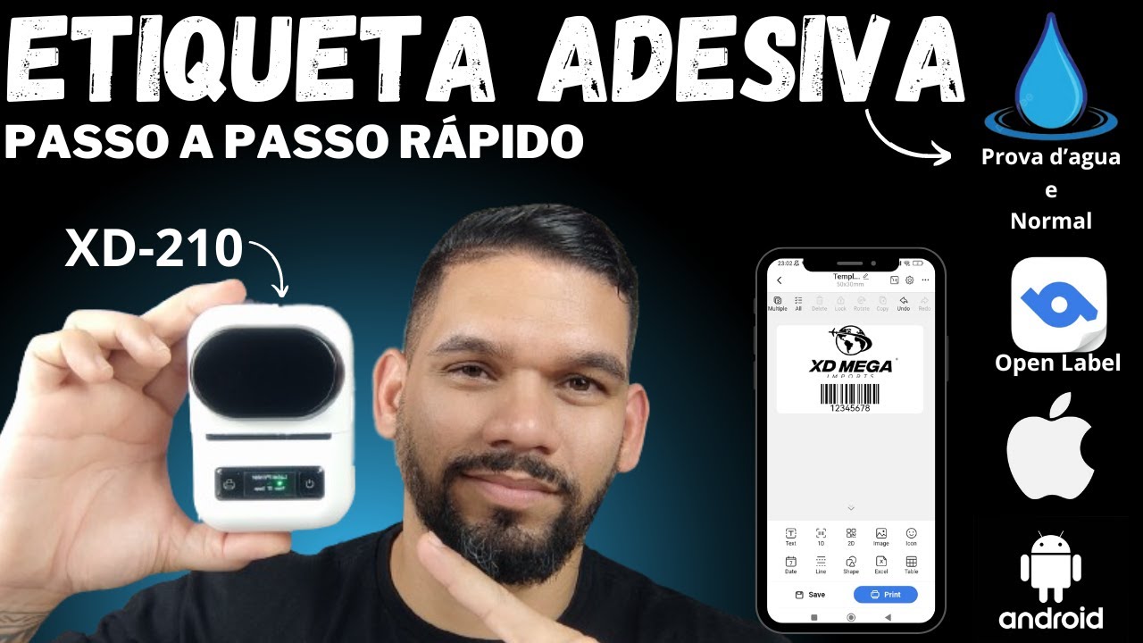 IMPRIMINDO ETIQUETA ADESIVA DO CELULAR / IMPRESSORA DE ETIQUETA BLUETOOTH XD-210 XD210 PT-260 PT260