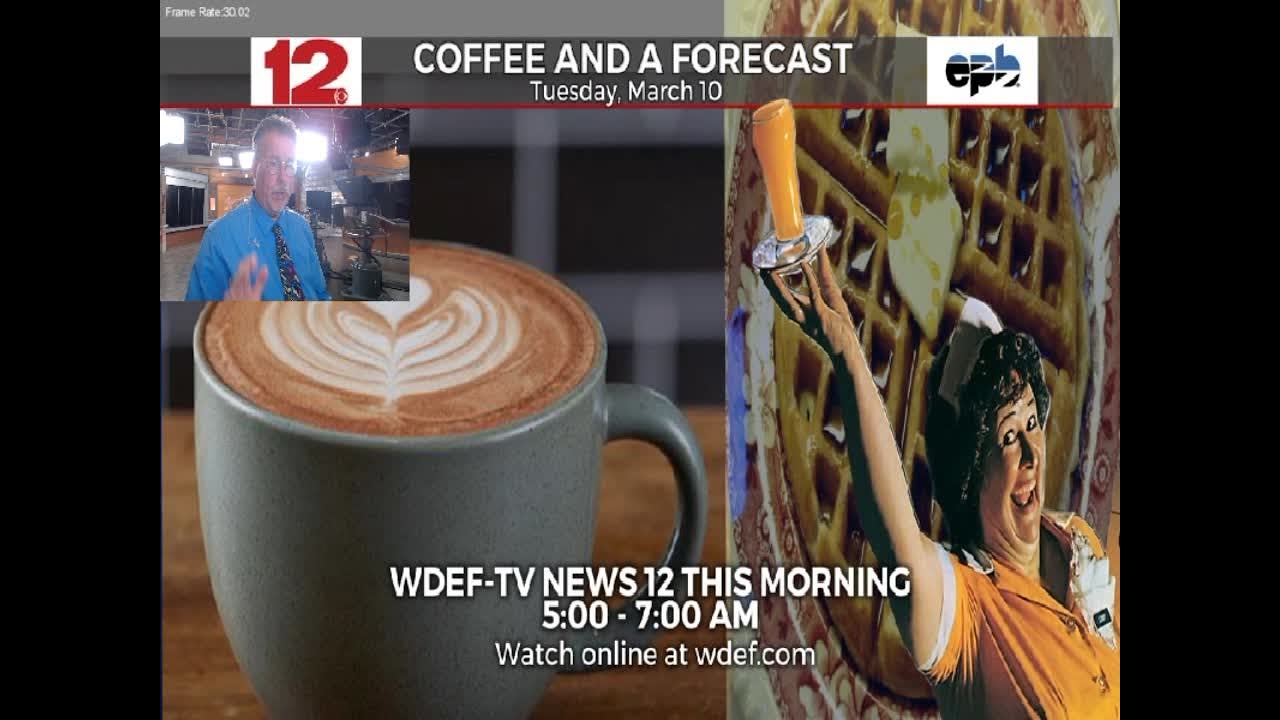 Прогноз погоды на вторник утром на телеканале WDEF-TV NEWS 12.
