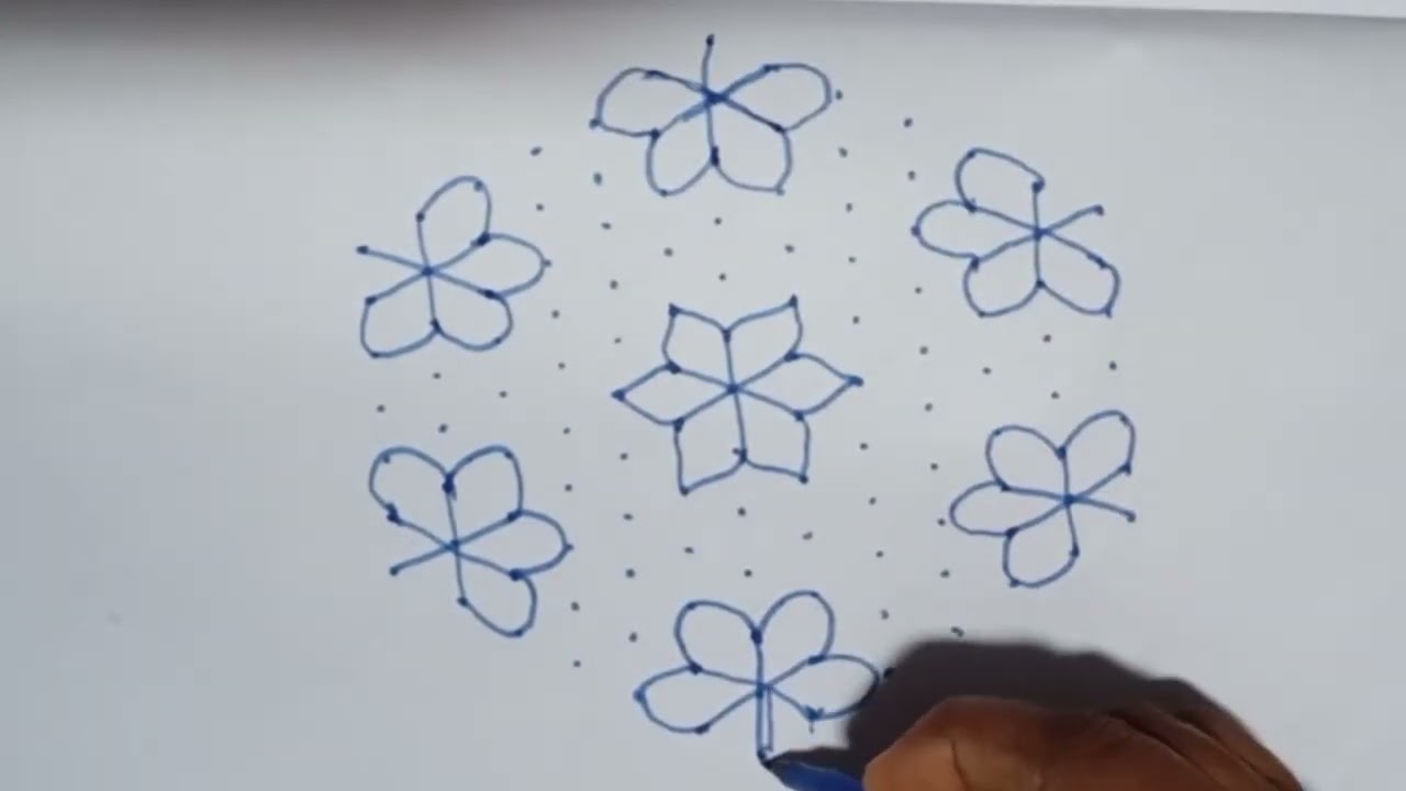 Flower🌺🌻🌹🌷 kolam 13-7 dot #muggulu #flowerkolam #dailykolam 