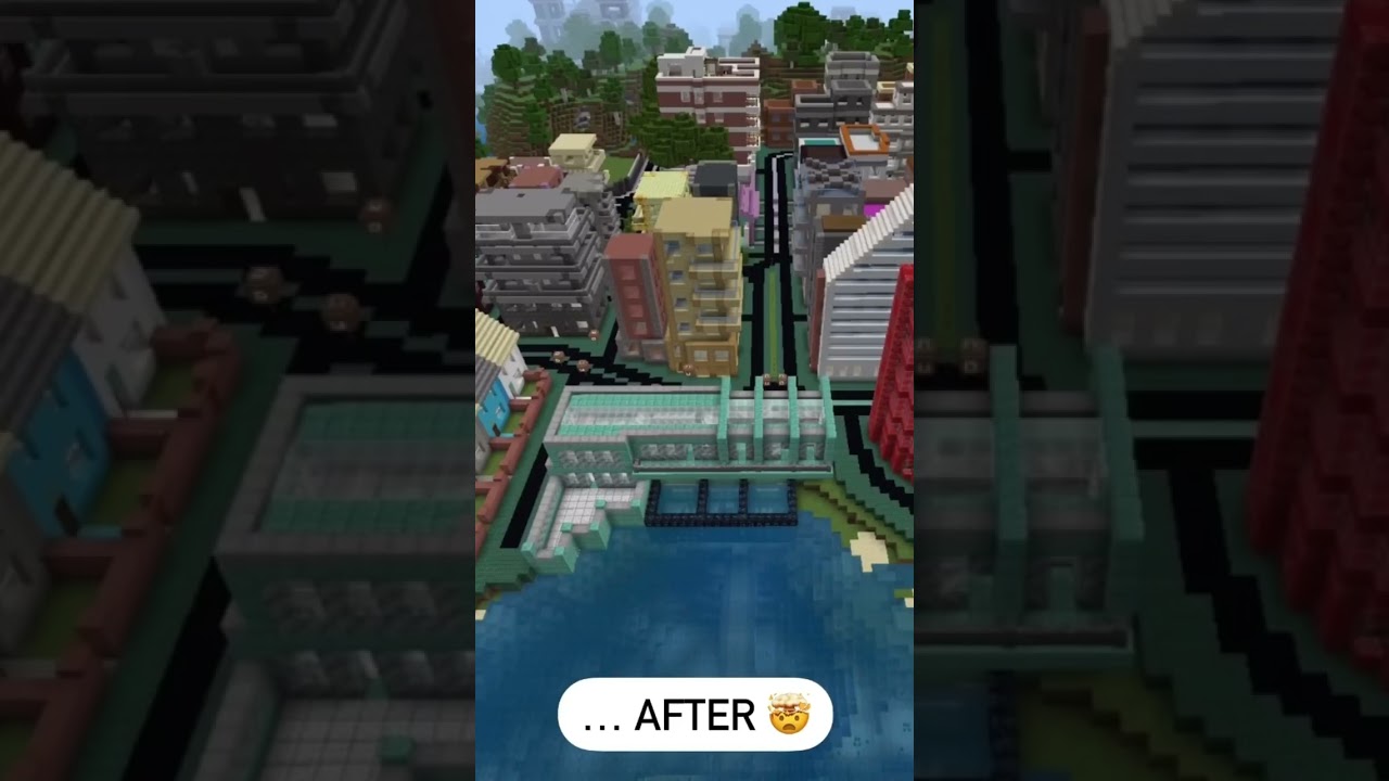 BEFORE AND AFTER IN MY MINECRAFT CITY ARCADIA 🏙 #short #minecraft #before #after #city
