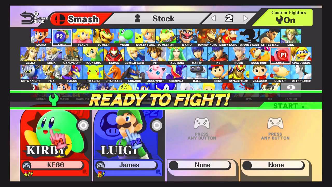Smash 4 Friendlies: Kirbyfan66 (Kirby) vs James (Luigi)